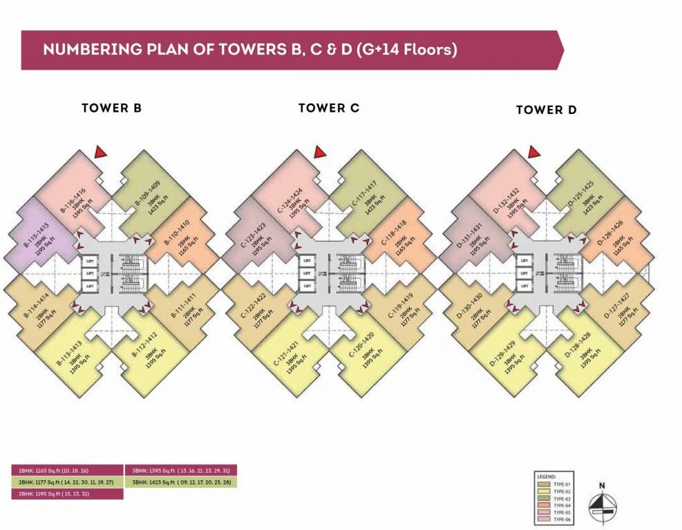 7 gardens Tower B+ C+D+G Cluster Plan For 14 Floor