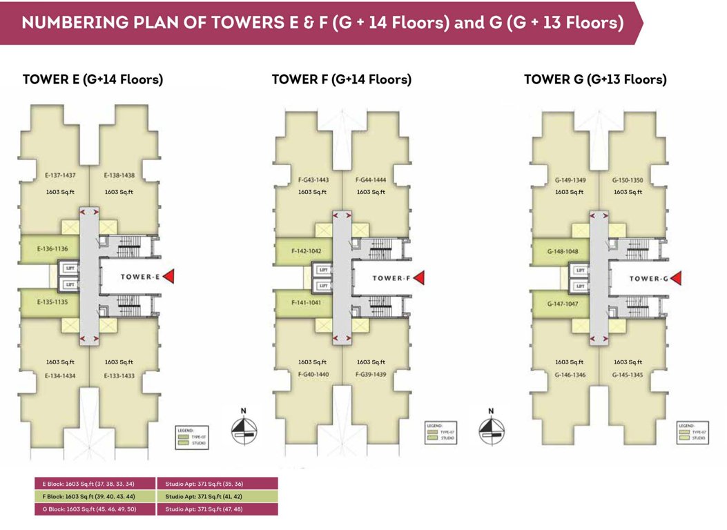 7 gardens Tower E To G Cluster Plan From 13th To 14th Floor