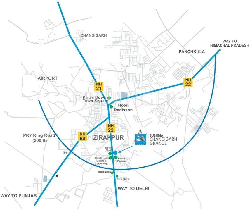  chandigarh grande Images for Location Plan of Sushma Chandigarh Grande