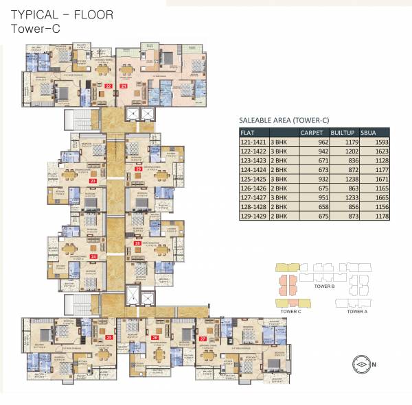 Tower C Cluster Plan for Typical Floor taruchaya-residency Tower C Cluster Plan for Typical Floor