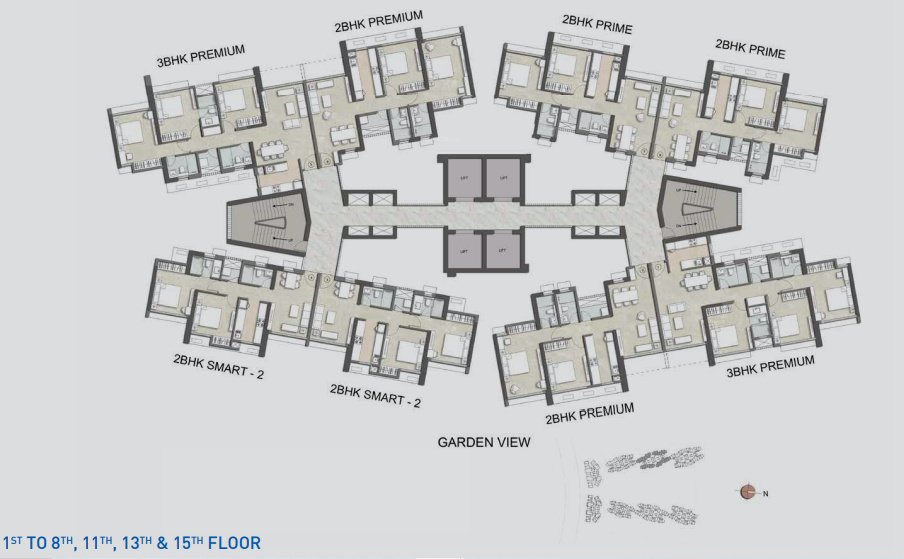 immensa Tower 2 Cluster Plan from 1st to 8th Floor