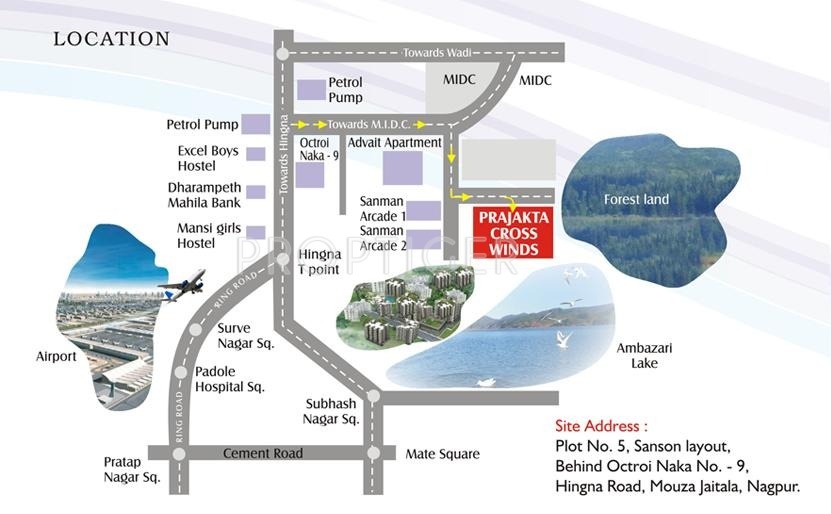 Ashish Constructions Prajakta Cross Winds Location Plan