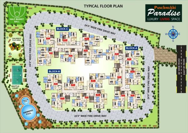  paradise Block A, B, C Typical Cluster Plan