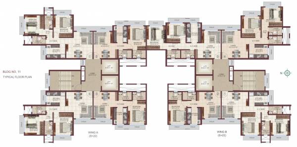  rudraksha Wing A & B Typical Cluster Plan