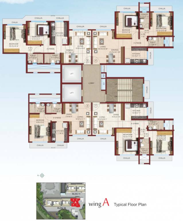 rudraksha Wing A Typical Cluster Plan