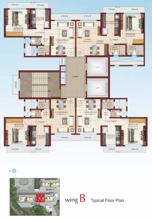 rudraksha Wing B Typical Cluster Plan
