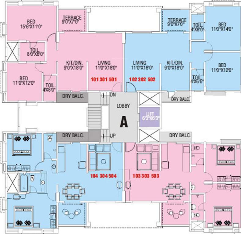 vaidehi riviera Tower A Cluster Plan From 1st to 6th Floor