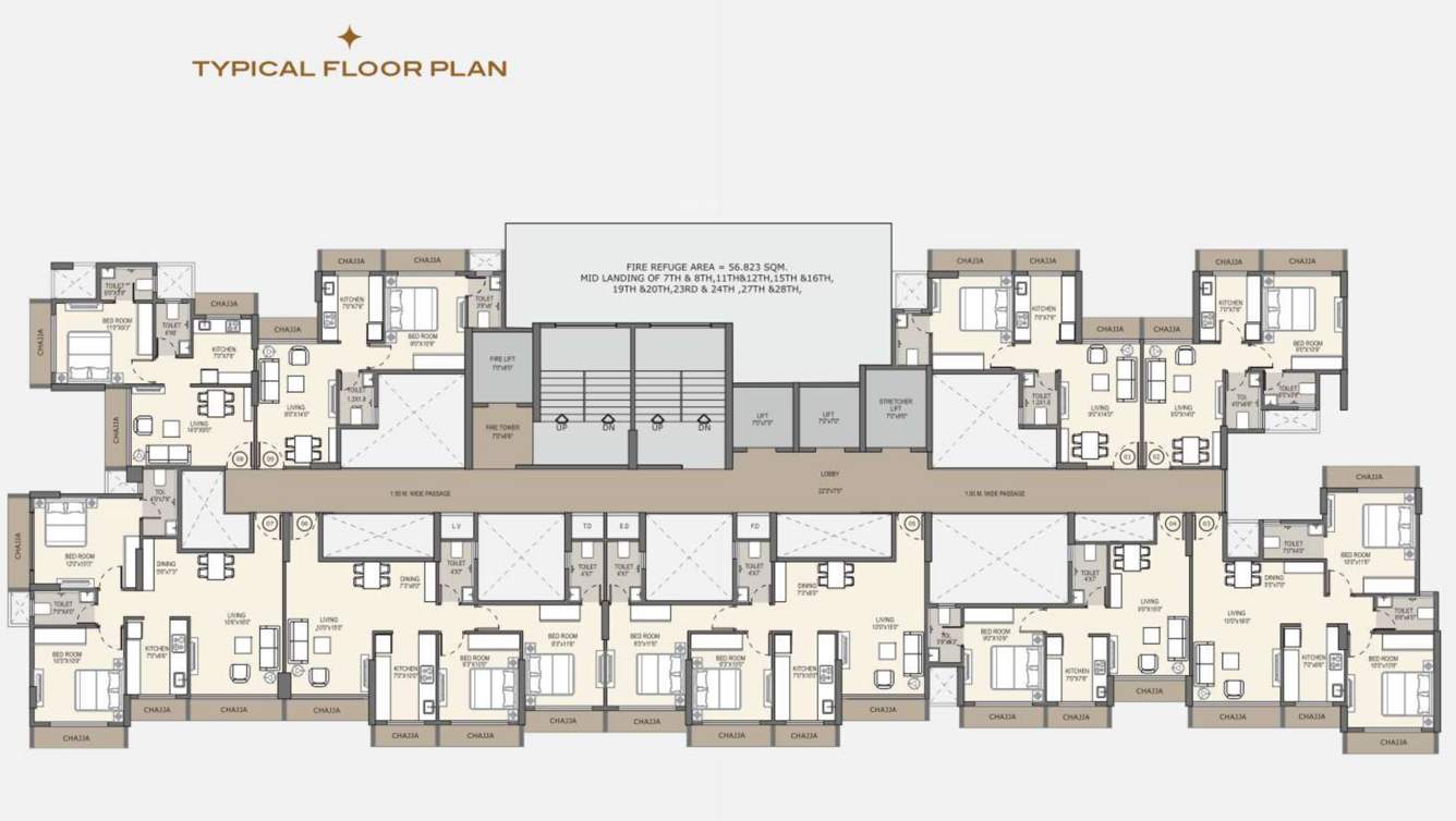 geetanjali bellezza Geetanjali Bellezza Cluster Plan for typical Floor