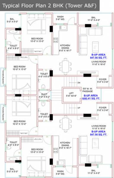  mukt-residency Tower A And F Typical Cluster Plan