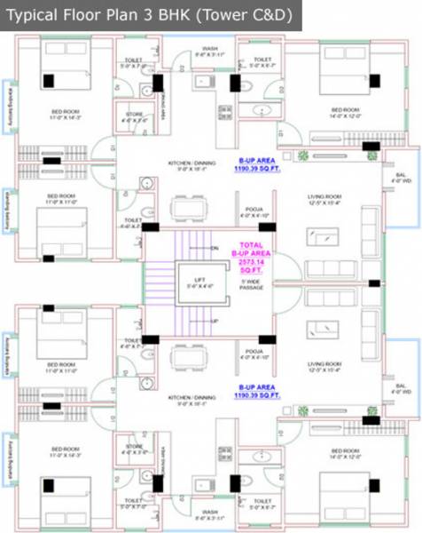  mukt-residency Tower C And D Typical Cluster Plan