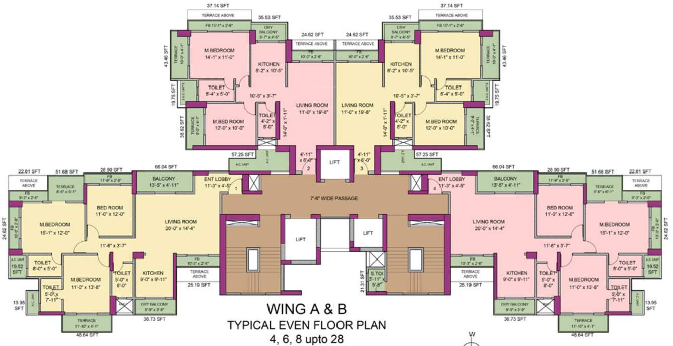  bhakti park Wing A and B Images for Cluster Plan of Newa Bhakti Park Even  floor plan