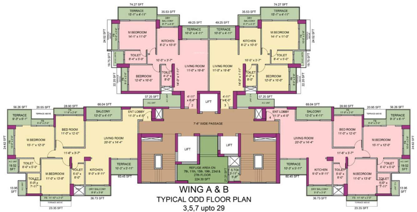  bhakti park Wing A and B Images for Cluster Plan of Newa Bhakti Park Odd floor plan