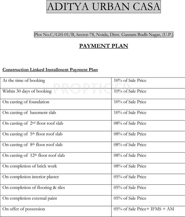 urban-casa Images for Payment Plan of Aditya Urban Casa Payment Plan