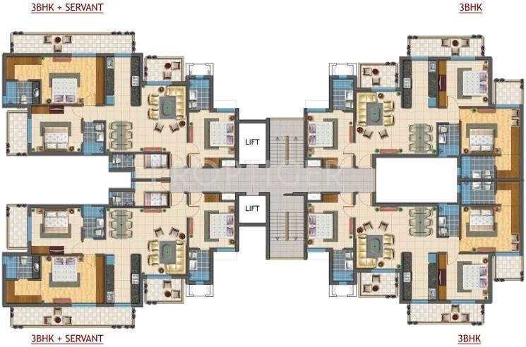  casa romana Tower J Cluster Plan