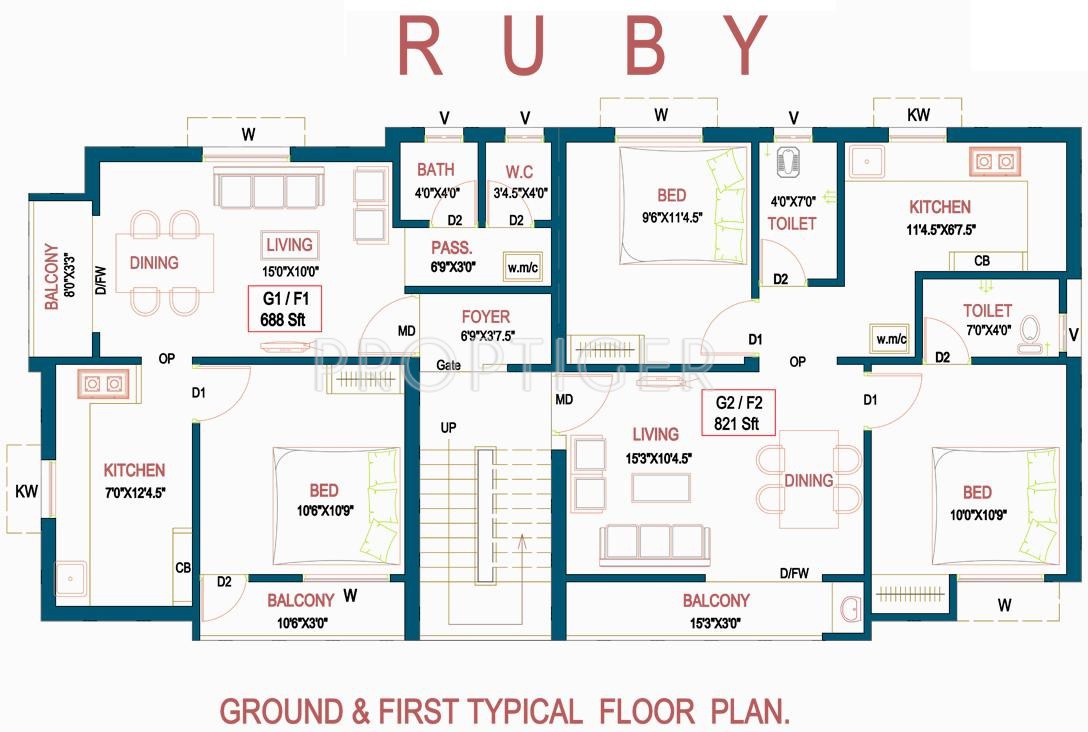 Right Angle Properties Four Stone Ruby Cluster Plan