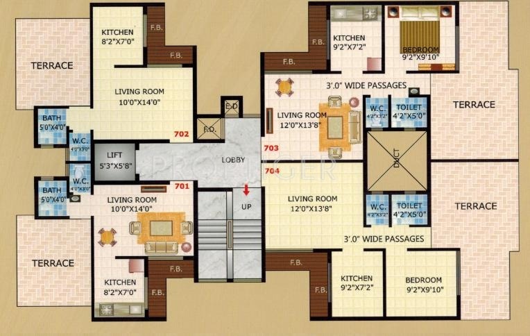  krishna-apartment Single Tower Cluster Plan