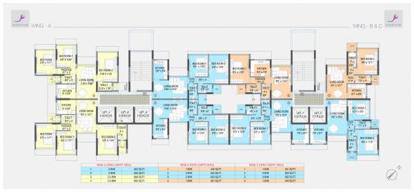  saffron-residency-phase-1 Wing A to Wing D Typical Cluster Plan