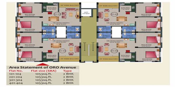  avenue Tower A Cluster Plan from 1st to 4th Typical Floor