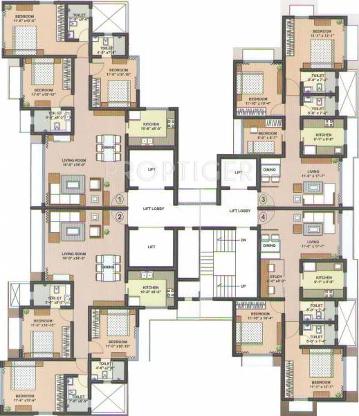  orchid Single Tower Cluster Plan