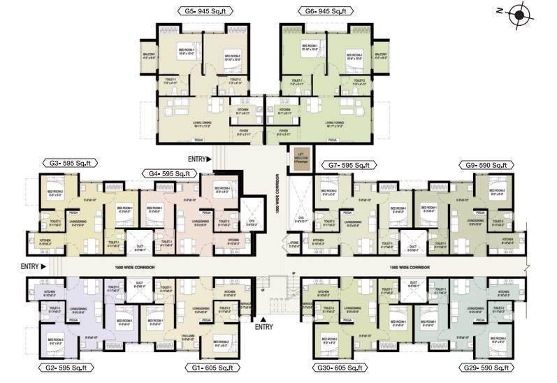  compact homes triveni Tower A Cluster Plan