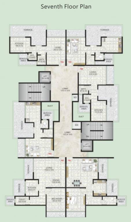  avenue Tower A Cluster Plan for 7th Floor