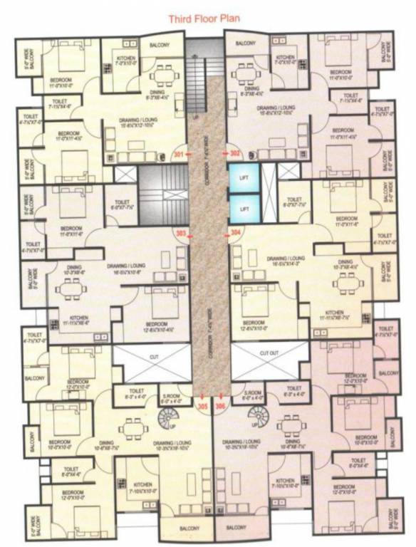 red Tower A Cluster Plan for 3rd Floor