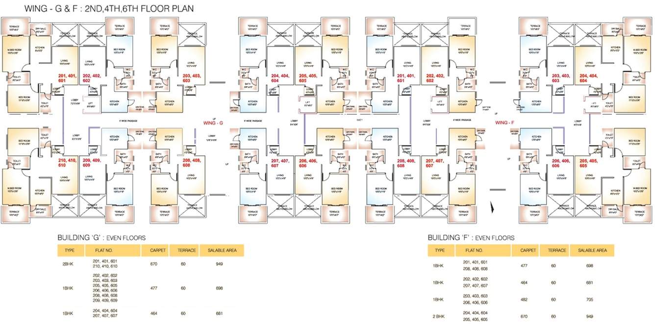 valley phase 2 F And G  Cluster Plan from 2nd, 4rth, 6th Floor