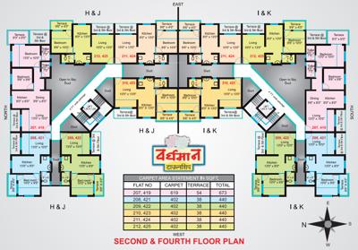  vardhaman-township Tower B Cluster Plan from 2nd to 4th Floor