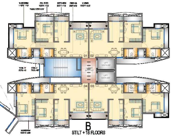  royale Tower B Typical Cluster Plan
