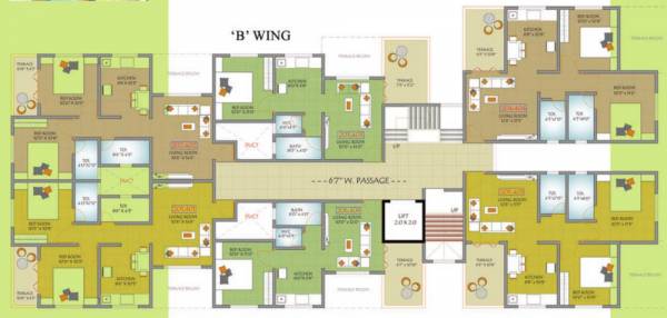 Tower A Cluster Plan B wing Even Floor kute-fortune Tower A Cluster Plan B wing Even Floor