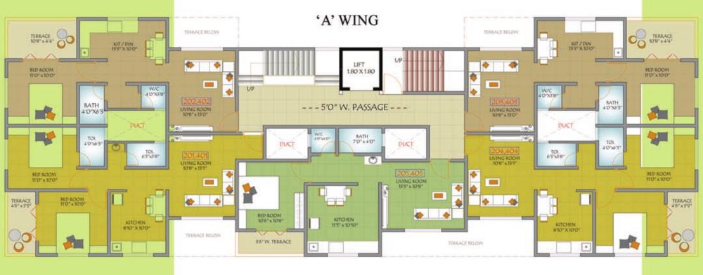  kute fortune Tower A Cluster Plan For A Wing 2nd Floor