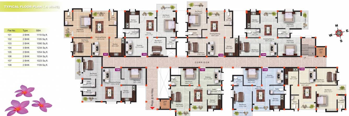  bapuji height A Wing Cluster Plan from 1st to 4th Floor