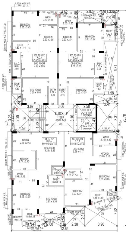  dev manek residency Block F Cluster Plan From 1st To 7th Floor