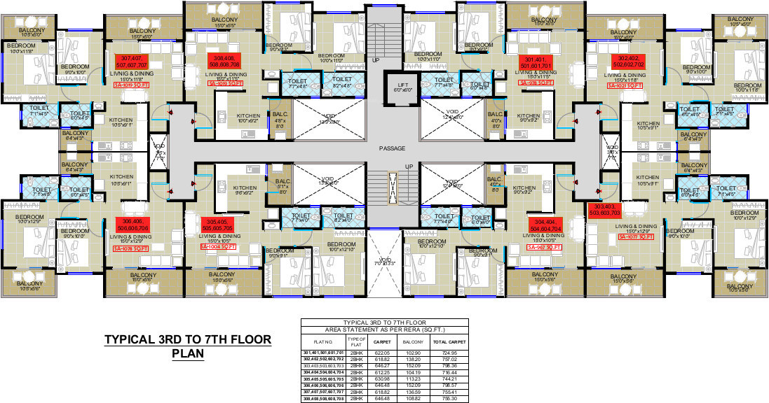  shantai classic Cluster Plan from 3rd to 7th Floor