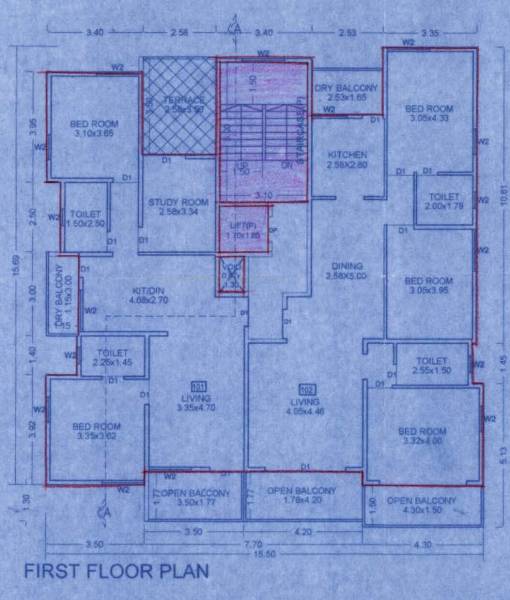  gulmohar-apartment First Floor Gulmohar Cluster Plan