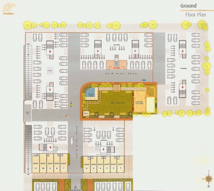  pearl Block A, B, C, D, E, F, G & H Cluster Plan for ground Floor