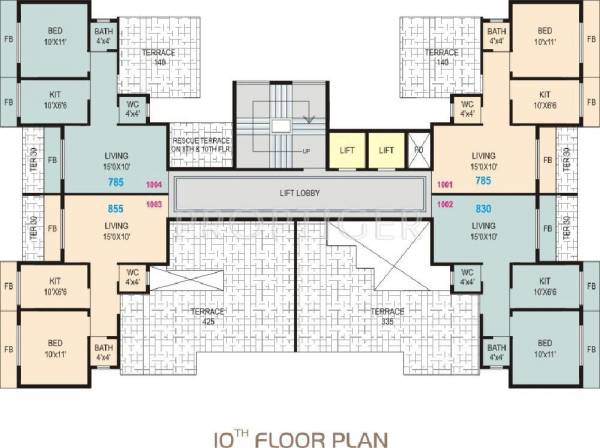  shelter-residency Single Tower Cluster Plan
