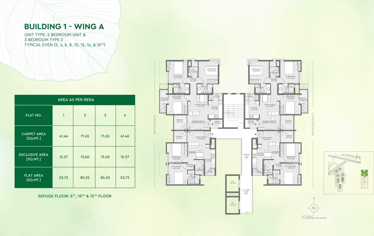 greens Godrej Greens B1 Wing A Cluster Plan For Typical Even 2, 4, 6, 8, 10, 12, 14, & 16TH Floor