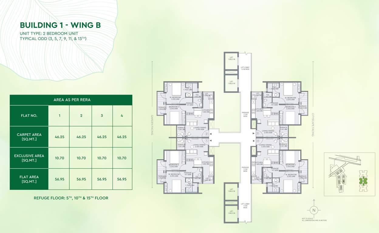 greens Godrej Greens B1 Wing B Cluster Plan Typical Odd (3, 5, 7, 9, 11, & 13TH)