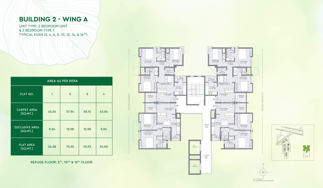 greens Godrej Greens B2 Wing A Cluster Plan For Typical Even ( (2, 4, 6, 8, 10, 12, 14, & 16TH