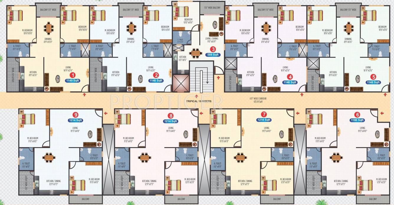  ample Single Tower Cluster Plan