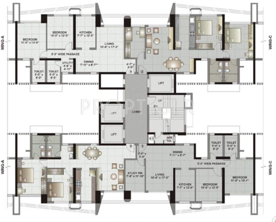  gardens ii Tower 2 Cluster Plan