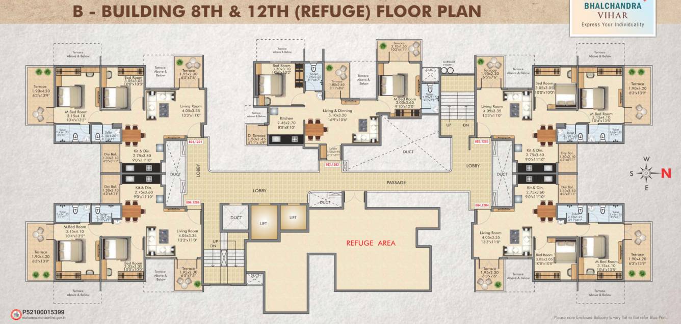 bhalchandra vihar Building B Cluster Plan For 8th & 12th Floor