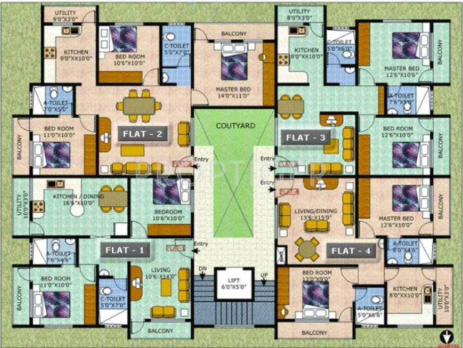  vintage blosoom Single Tower Cluster Plan