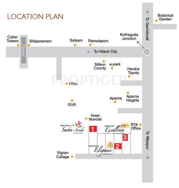 North East Constructions Sneha Arcade Location Plan