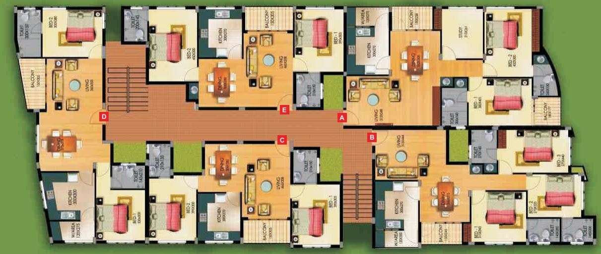 balagokulam premium apartments Tower A Cluster Plan