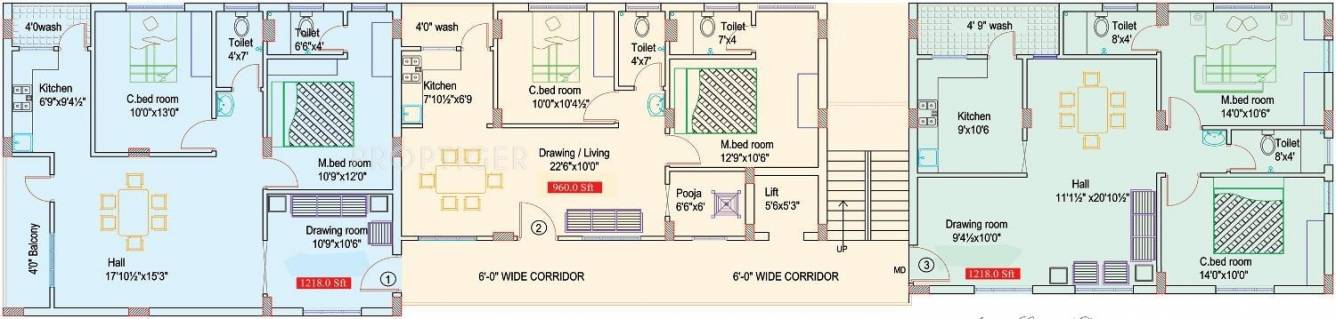  abodes Single Tower Cluster Plan