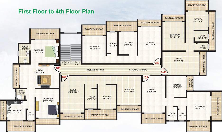  my choice apartment Typical Floor Plan From 1st to 4th Floor