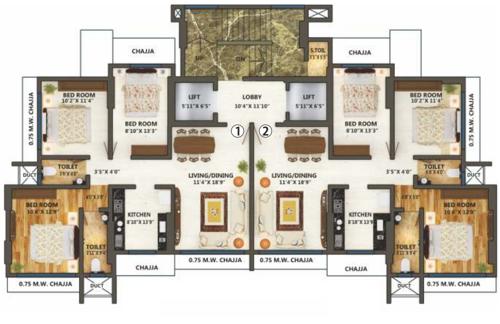  prem-leela-heights Tower A Cluster Plan From 12th,13TH,14th,15th To 19th Floor