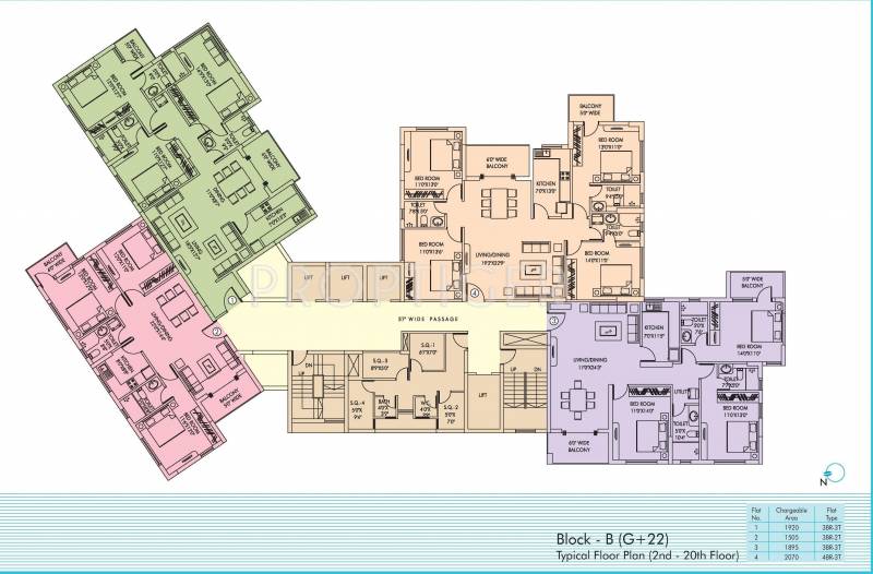  heights Block B Cluster Plan from 2nd to 20th Floor
